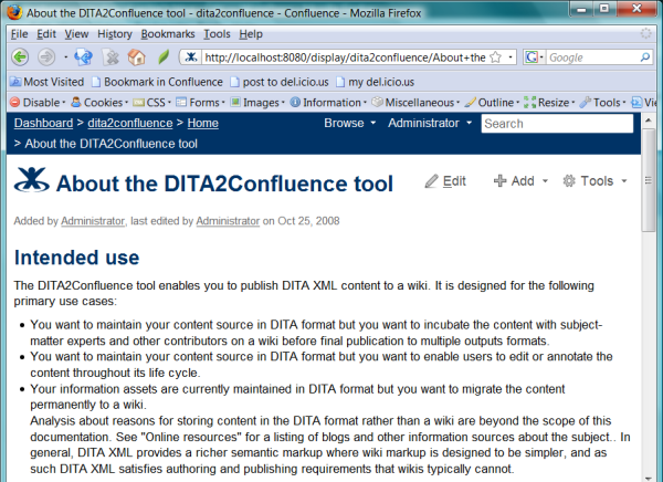 Playing with DITA2Confluence