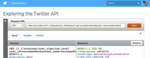 Twitter API explorer